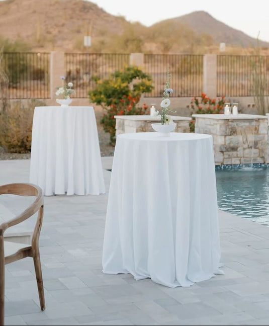 cocktail table with white linens