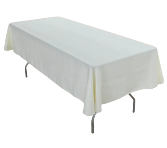 banquet table ivory linen half drop 