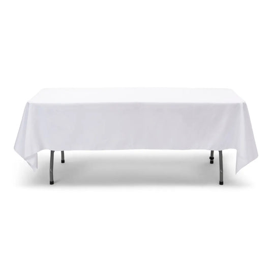 banquet table white linens half drop