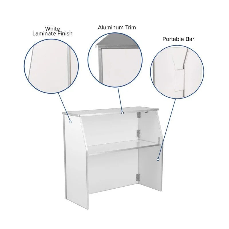 Load image into Gallery viewer, White Modern Portable Bar 48" Long
