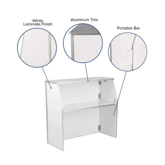 White Modern Portable Bar 48" Long